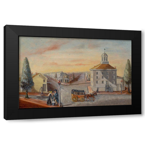 Hot Corn Seller Black Modern Wood Framed Art Print by Chappel, William P.