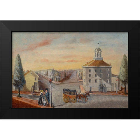 Hot Corn Seller Black Modern Wood Framed Art Print by Chappel, William P.