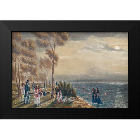 Bathing Party Black Modern Wood Framed Art Print by Chappel, William P.