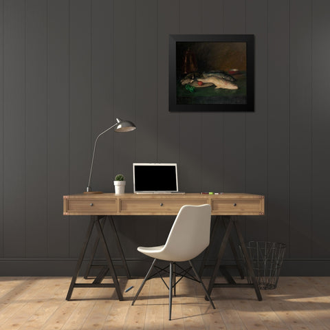 Still Life: Fish Black Modern Wood Framed Art Print by Chase, William Merritt