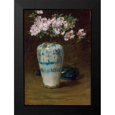 Pink Azaleaâ€”Chinese Vase Black Modern Wood Framed Art Print by Chase, William Merritt