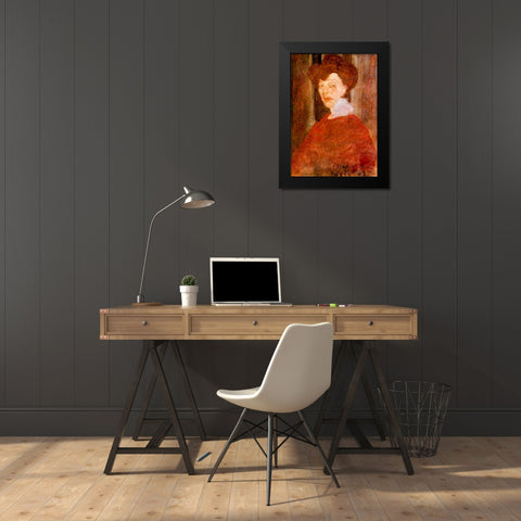 Portrait of a Woman 1907 Black Modern Wood Framed Art Print by Modigliani, Amedeo