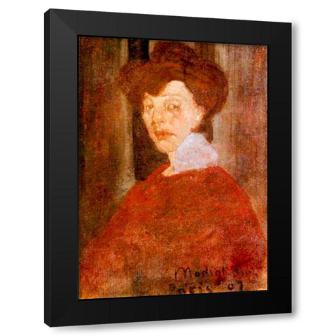 Portrait of a Woman 1907 Black Modern Wood Framed Art Print with Double Matting by Modigliani, Amedeo