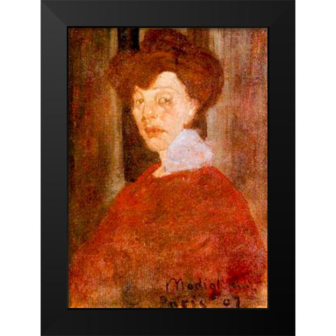 Portrait of a Woman 1907 Black Modern Wood Framed Art Print by Modigliani, Amedeo