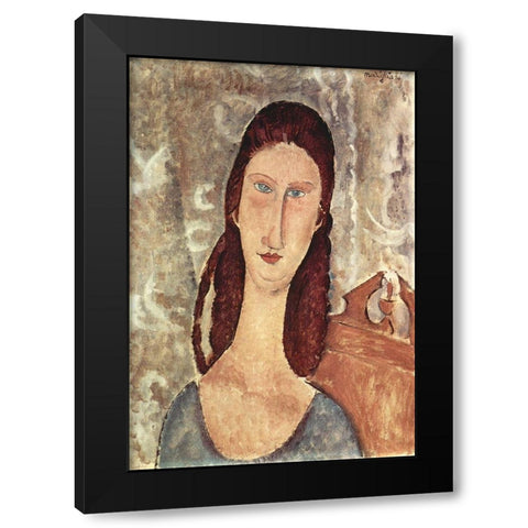 Lady in chair Black Modern Wood Framed Art Print with Double Matting by Modigliani, Amedeo