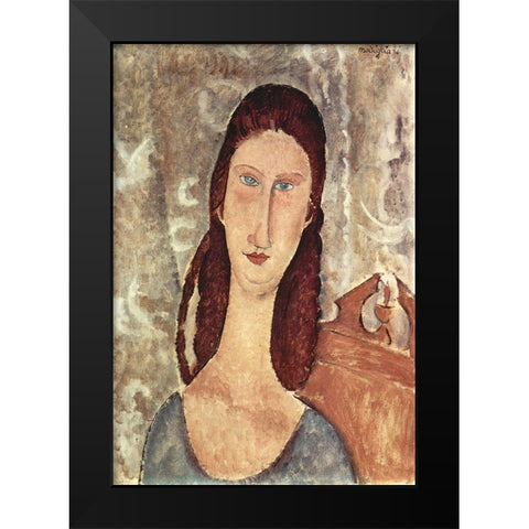 Lady in chair Black Modern Wood Framed Art Print by Modigliani, Amedeo