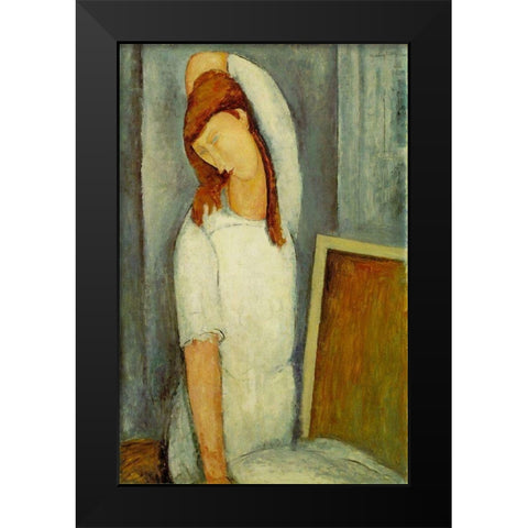 Jeanne Hebuterne Black Modern Wood Framed Art Print by Modigliani, Amedeo