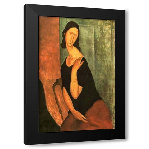 Jeanne 4 Black Modern Wood Framed Art Print with Double Matting by Modigliani, Amedeo