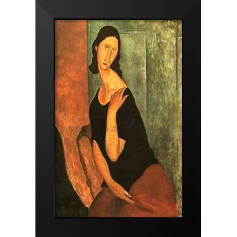 Jeanne 4 Black Modern Wood Framed Art Print by Modigliani, Amedeo