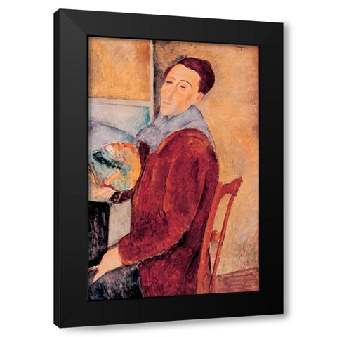 Autoportrait, 1919 Black Modern Wood Framed Art Print with Double Matting by Modigliani, Amedeo