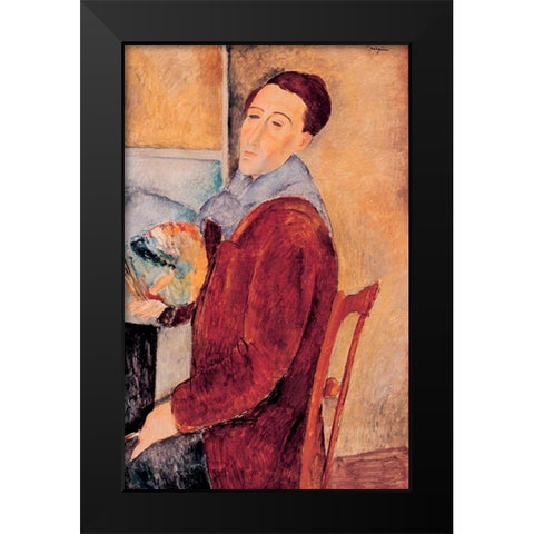 Autoportrait, 1919 Black Modern Wood Framed Art Print by Modigliani, Amedeo