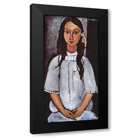 Alice Black Modern Wood Framed Art Print with Double Matting by Modigliani, Amedeo