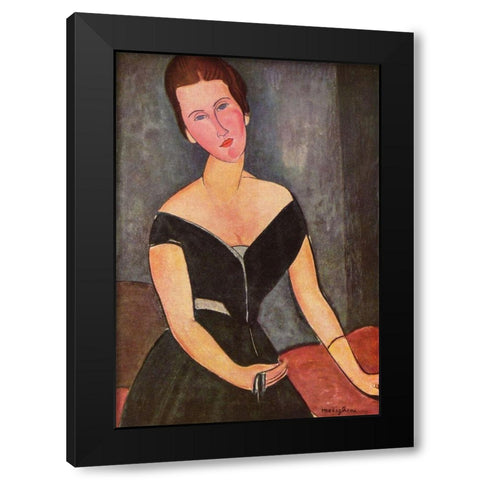 Portrait of Mrs. van Muyden Black Modern Wood Framed Art Print with Double Matting by Modigliani, Amedeo