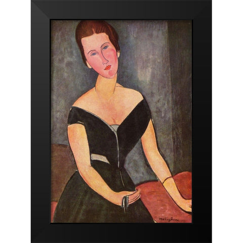Portrait of Mrs. van Muyden Black Modern Wood Framed Art Print by Modigliani, Amedeo