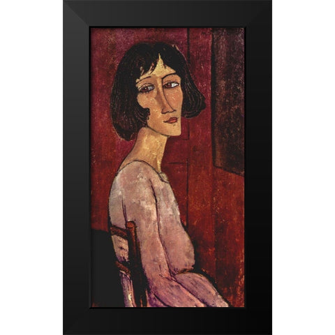Marguerite Black Modern Wood Framed Art Print by Modigliani, Amedeo