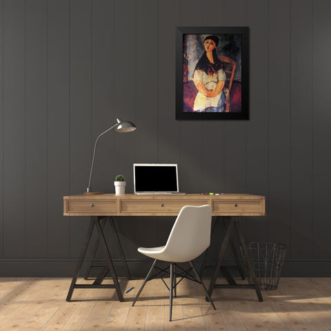 Little Louise, 1915 Black Modern Wood Framed Art Print by Modigliani, Amedeo