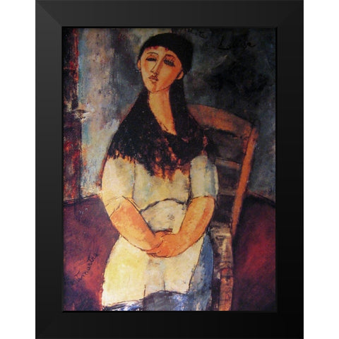 Little Louise, 1915 Black Modern Wood Framed Art Print by Modigliani, Amedeo