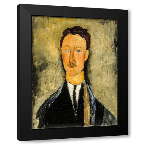 Portrait of the Artist Leopold Survage, 1918 Black Modern Wood Framed Art Print by Modigliani, Amedeo