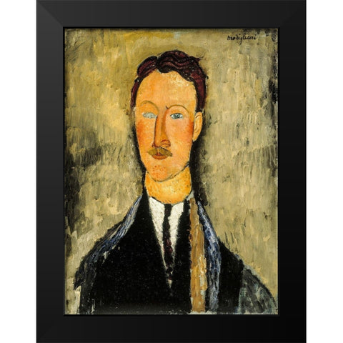 Portrait of the Artist Leopold Survage, 1918 Black Modern Wood Framed Art Print by Modigliani, Amedeo