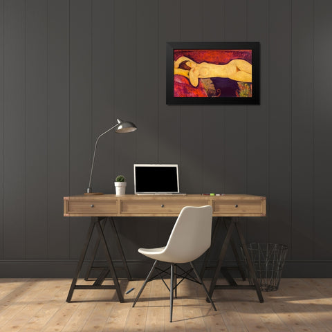Reclining Nude (1919) Black Modern Wood Framed Art Print by Modigliani, Amedeo