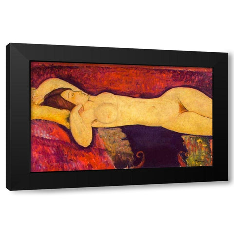 Reclining Nude (1919) Black Modern Wood Framed Art Print with Double Matting by Modigliani, Amedeo