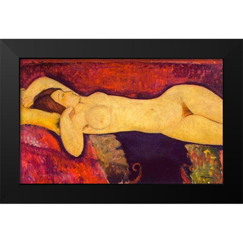 Reclining Nude (1919) Black Modern Wood Framed Art Print by Modigliani, Amedeo