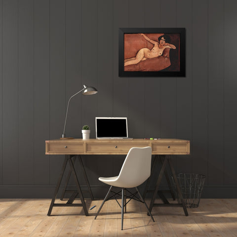 Nude on couch Black Modern Wood Framed Art Print by Modigliani, Amedeo