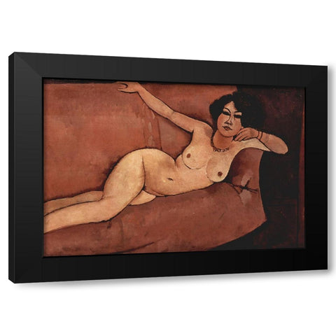 Nude on couch Black Modern Wood Framed Art Print with Double Matting by Modigliani, Amedeo