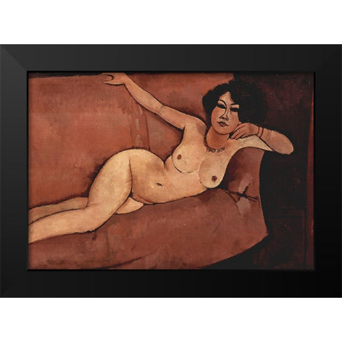 Nude on couch Black Modern Wood Framed Art Print by Modigliani, Amedeo