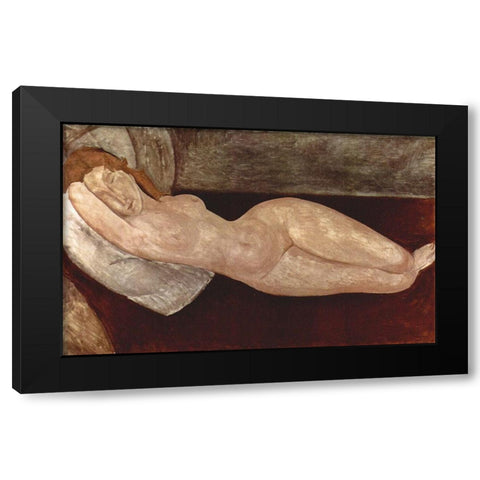 Reclining nude frontal view Black Modern Wood Framed Art Print by Modigliani, Amedeo