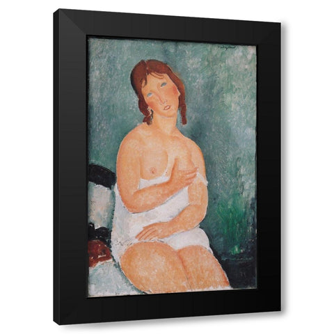 Junge Frau im Hemd Black Modern Wood Framed Art Print by Modigliani, Amedeo
