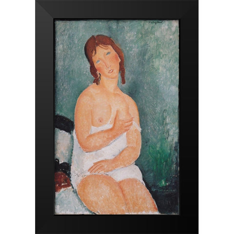 Junge Frau im Hemd Black Modern Wood Framed Art Print by Modigliani, Amedeo