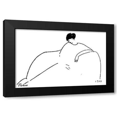 Anna Akhmatova (1911) Black Modern Wood Framed Art Print with Double Matting by Modigliani, Amedeo