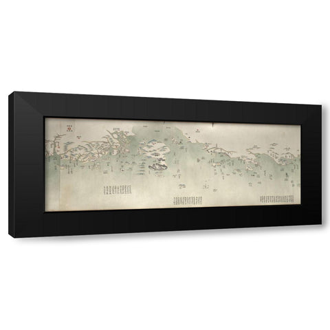 Coastal Map of China Black Modern Wood Framed Art Print with Double Matting by Vintage Maps