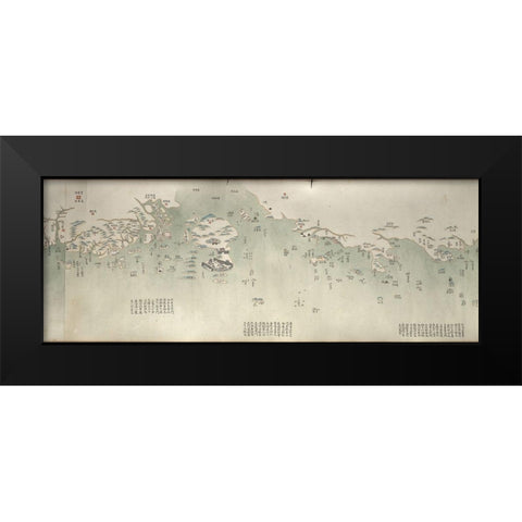 Coastal Map of China Black Modern Wood Framed Art Print by Vintage Maps