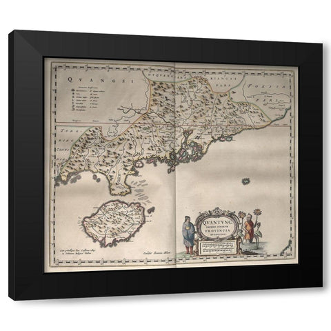 Novus Atlas Sinensis 16 Provinces of China-Korea and Japan Black Modern Wood Framed Art Print by Vintage Maps