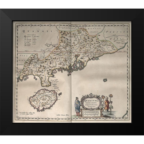 Novus Atlas Sinensis 16 Provinces of China-Korea and Japan Black Modern Wood Framed Art Print by Vintage Maps