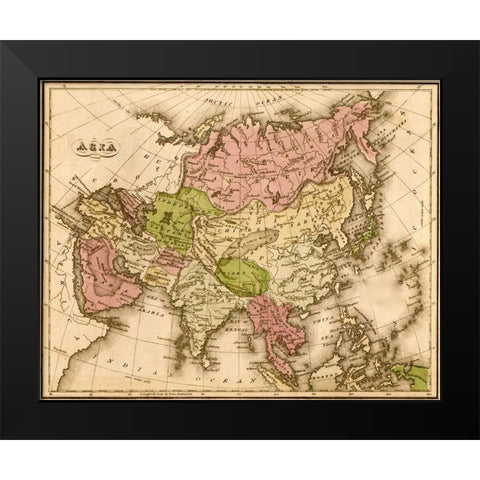 Asia 1835 Black Modern Wood Framed Art Print by Vintage Maps