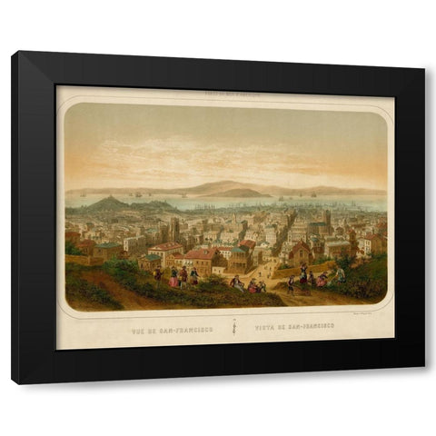 Vue de San Francisco Seaports of America 1860 Black Modern Wood Framed Art Print with Double Matting by Vintage Maps