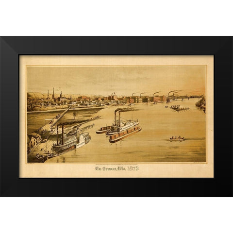 La Crosse-Wisconsin 1873 Black Modern Wood Framed Art Print by Vintage Maps