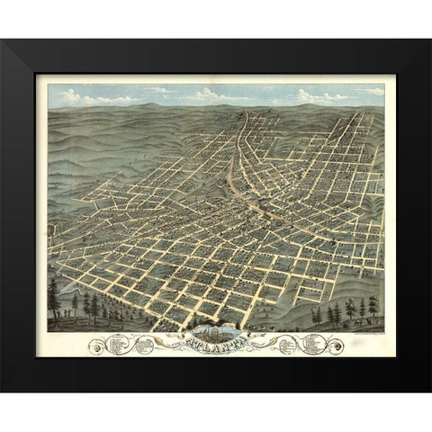 Atlanta-Georgia 1871 Black Modern Wood Framed Art Print by Vintage Maps