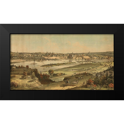 St. Paul-Minnesota 1874 Black Modern Wood Framed Art Print by Vintage Maps