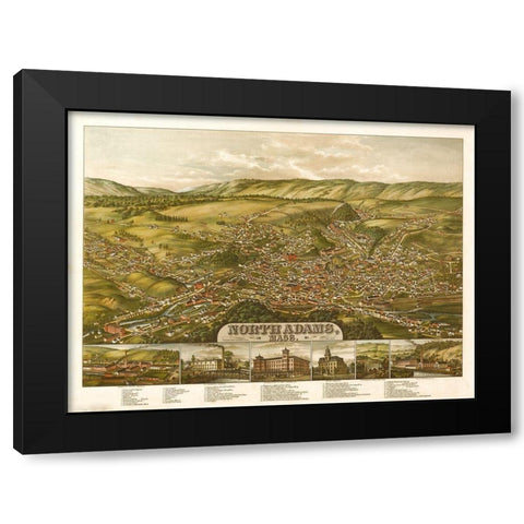 North Adams-Massachusetts 1881 Black Modern Wood Framed Art Print by Vintage Maps