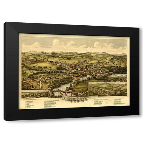 Henniker-New Hampshire 1889 Black Modern Wood Framed Art Print by Vintage Maps