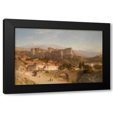 The Hill of the Alhambra, Granada Black Modern Wood Framed Art Print with Double Matting by Colman, Samuel