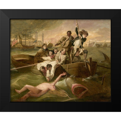 Watson and the Shark Black Modern Wood Framed Art Print by Copley,Â John Singleton