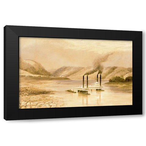 The Ohio River near Wheeling, West Virginia Black Modern Wood Framed Art Print by Cranstone, Lefevre James