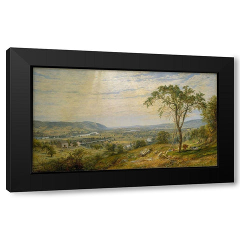 The Valley of Wyoming Black Modern Wood Framed Art Print with Double Matting by Cropsey, Jasper Francis
