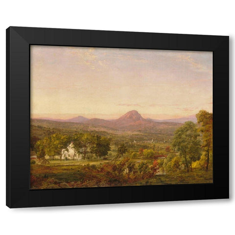 Autumn Landscape, Sugar Loaf Mountain, Orange County, New York Black Modern Wood Framed Art Print by Cropsey, Jasper Francis