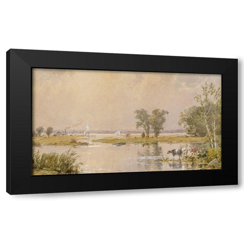 Hackensack Meadows Black Modern Wood Framed Art Print by Cropsey, Jasper Francis